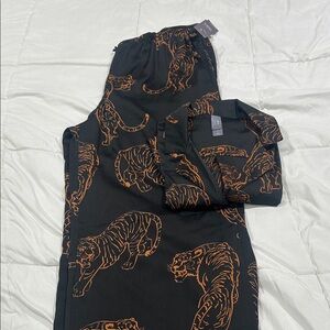 Auden Black and Orange Tiger Print Pajama Set